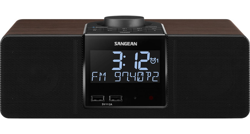 Sangean Walnut Cabinet AMFM Digital Tuning Clock Radio