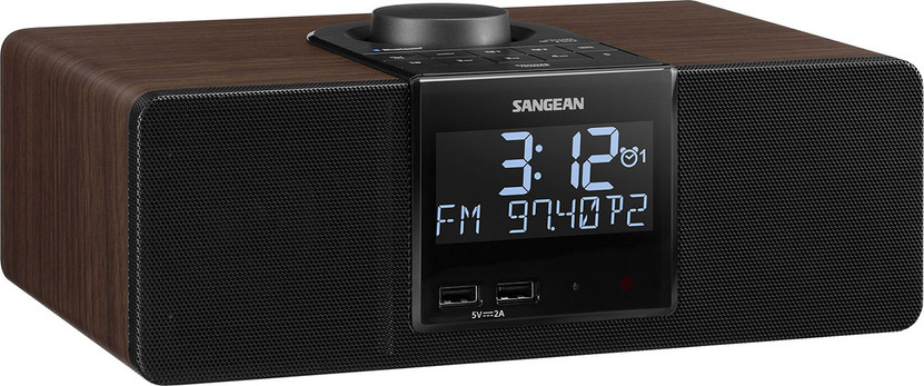 Sangean Walnut Cabinet AMFM Digital Tuning Clock Radio