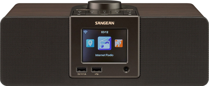 Sangean Walnut Cabinet AUXBluetooth Digital Internet Clock Radio