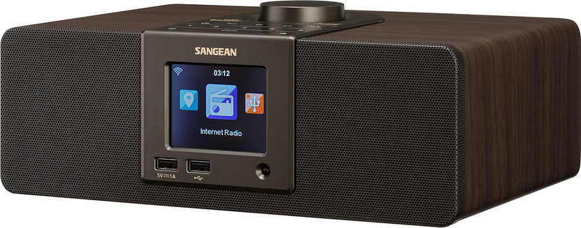 Sangean Walnut Cabinet AUXBluetooth Digital Internet Clock Radio