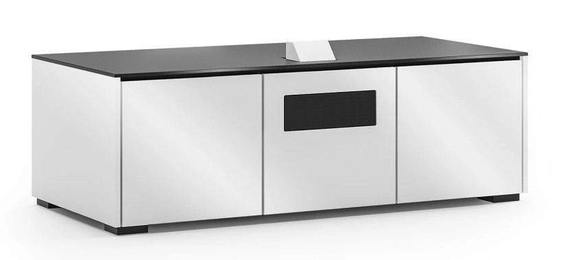 Salamander Designs Chameleon Collection Miami 237S EPS Gloss White w Black Solid Surface Top Projector Integrated Cabinet