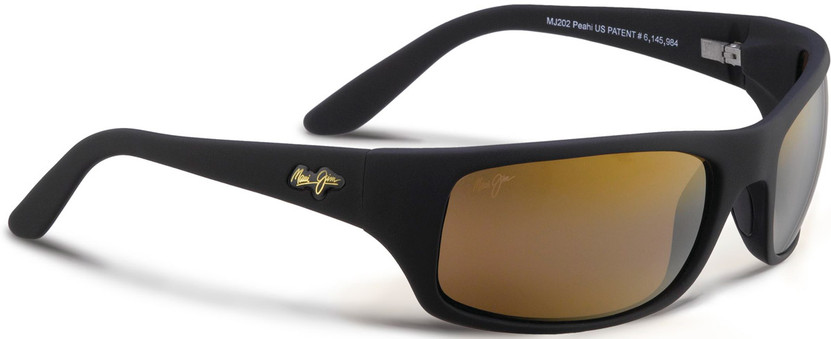 Maui Jim Peahi Matte Black Wrap Frame Sunglasses, 65mm