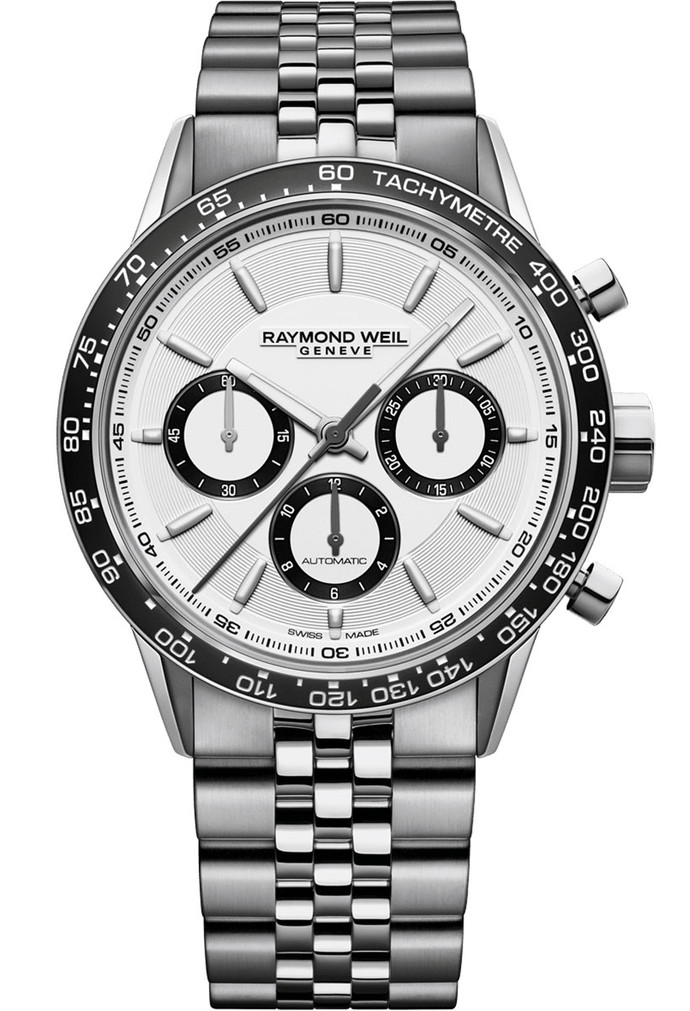 Raymond Weil Freelancer Automatic Chronograph White Dial Stainless Steel Watch, 43.5mm