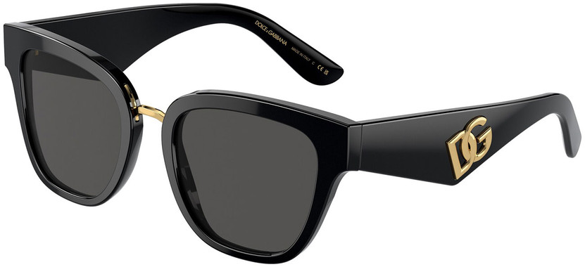 Dolce  Gabbana 0DG4437 Butterfly Sunglasses with Black Frame And Dark Grey Lenses, 51mm