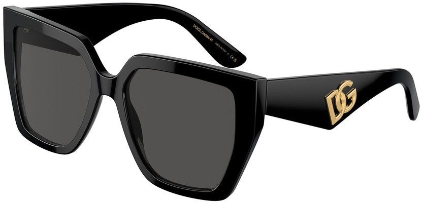 Dolce  Gabbana 0DG4438 Sunglasses with Black Frame And Dark Grey Lenses, 55mm