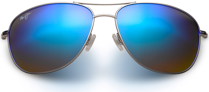 Maui Jim Cliff House Polarized Aviator Sunglasses, Silver Frames, 59mm