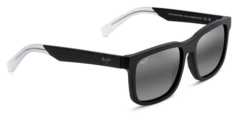 Maui Jim Stone Shack Classic Polarized Sunglasses, Matte Black Frames w Crystal Tips, 55mm