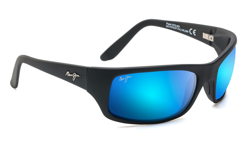 Maui Jim Peahi Polarized Wrap Sunglasses, Blue Hawaii Lenses, 65mm
