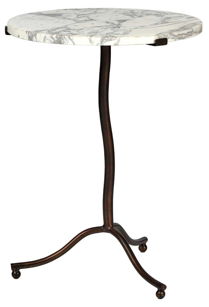 Four Hands Sophie End Table in Veined White Marble