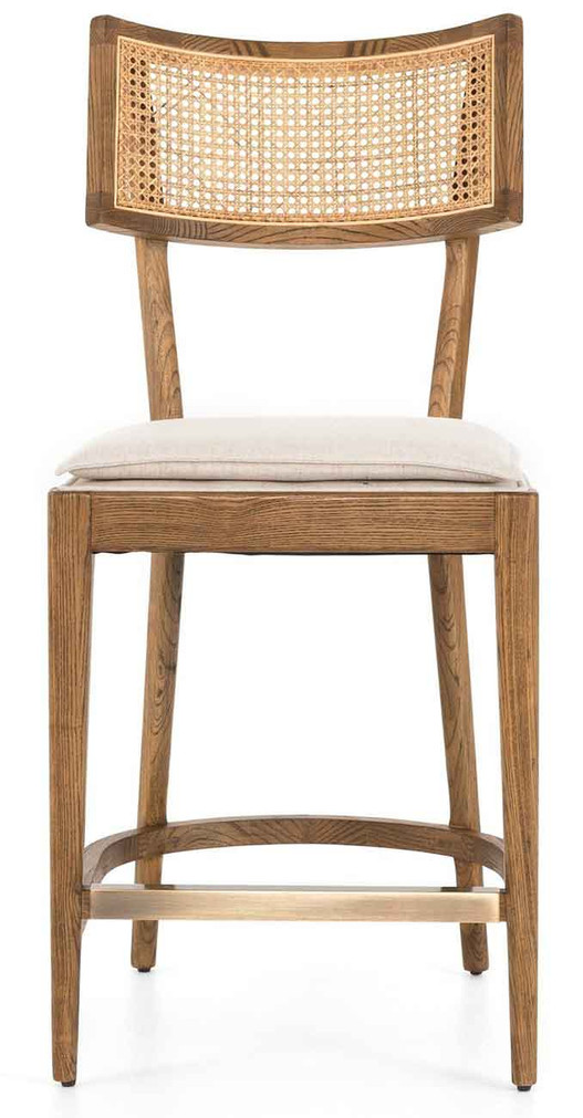 Four Hands Britt Counter Stool in Toasted Nettlewood with Savile Flax