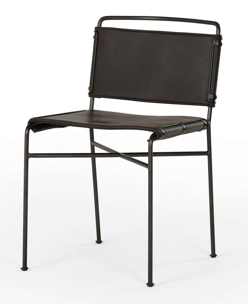 Four Hands Irondale Collection Wharton Distressed Black Dining Chair