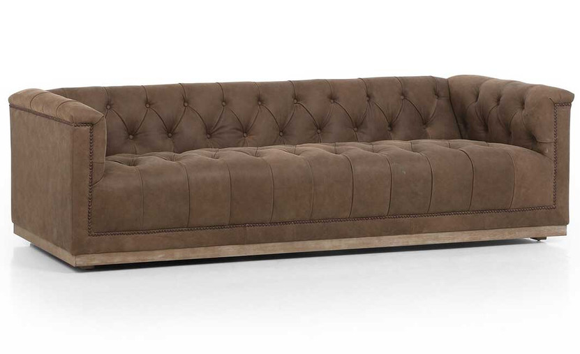 Four Hands Maxx Sofa - Size 95 - in Umber Grey Leather