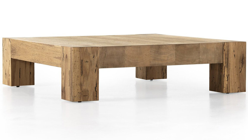 Four Hands Abaso Coffee Table in Rustic Wormwood Oak