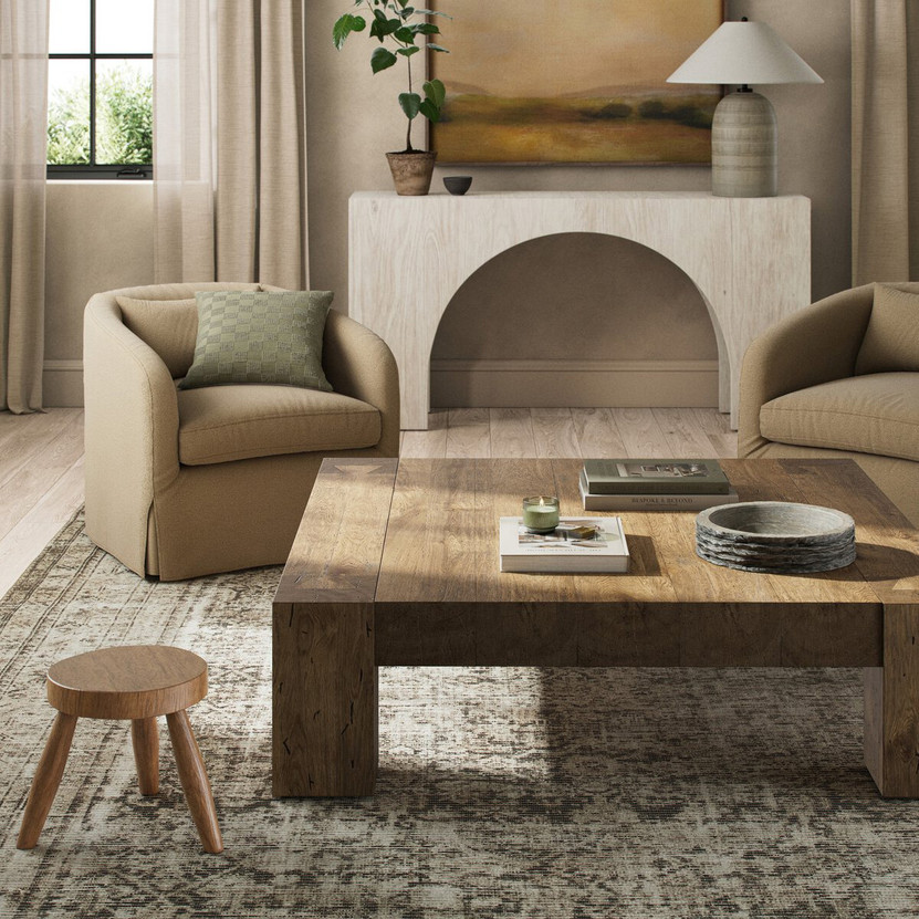 Four Hands Abaso Coffee Table in Rustic Wormwood Oak