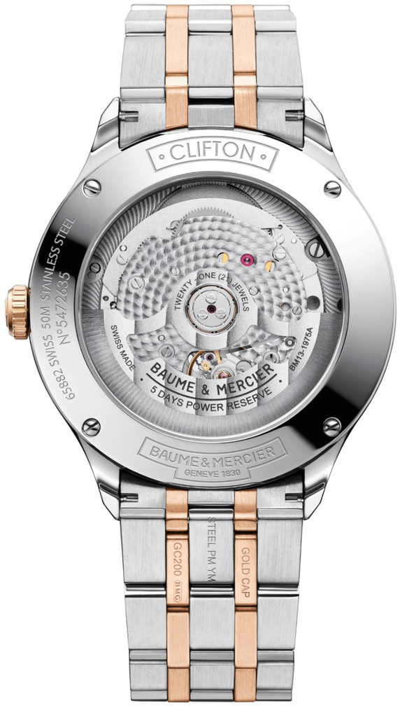 Baume amp Mercier Clifton Automatic Chronometer White Dial Two-Tone SS Watch, 40mm
