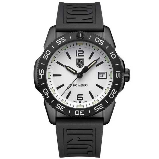 Luminox Pacific Diver Ripple White Dial Black Rubber Dive Watch, 39mm