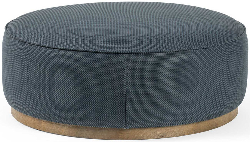 Four Hands Sinclair Large Round Ottoman in Fresno Cobalt
