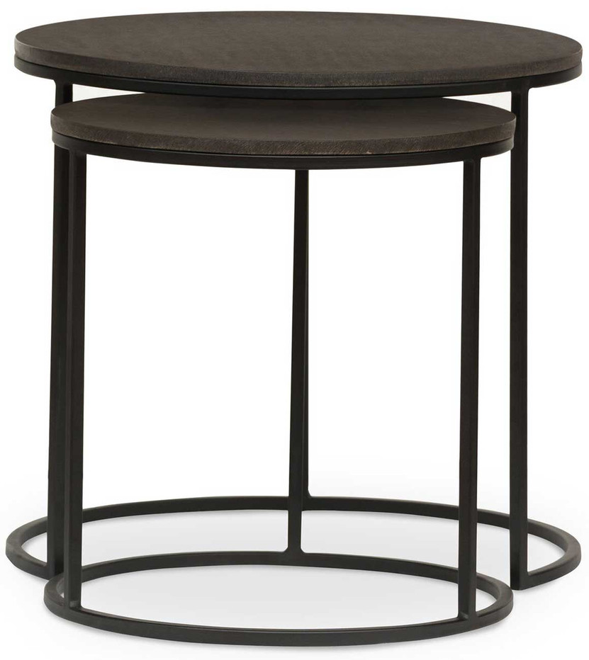 Four Hands Lavastone Nesting Side Tables in Black Lavastone