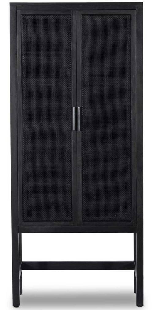 Four Hands Caprice Narrow Cabinet in Black Natural Cane