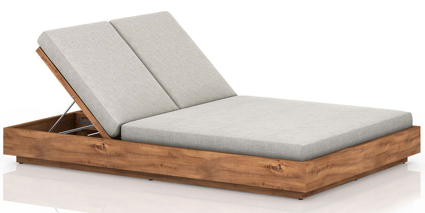 Four Hands Kinta Outdoor Chaise Lounge - Double - in Venao Grey