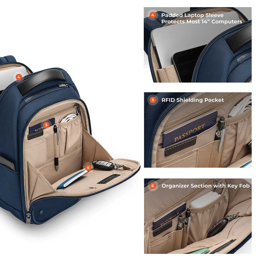 Briggs  Riley At Work Slim Backpack in Navy