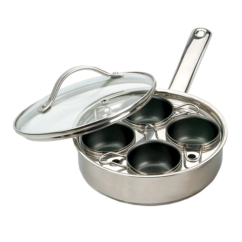 RSVP Stainless Steel 4-Egg Poacher Set