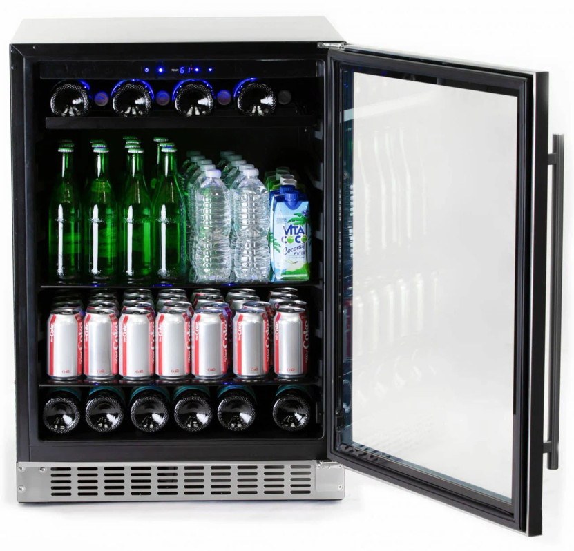 Azure 5.6 Cu. Ft. Beverage Center 24-Inch Wide in Glass Door with Stainless Frame