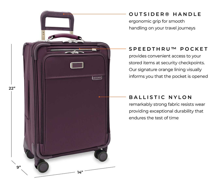 Briggs  Riley Baseline Essential Carry-On Expandable Spinner, 22 in Plum