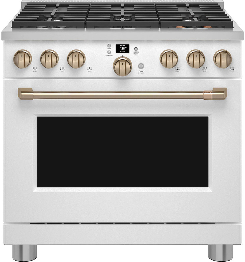 Cafe ADA 36 In. Matte White Smart Commercial-Style Gas Range With 6 Burners