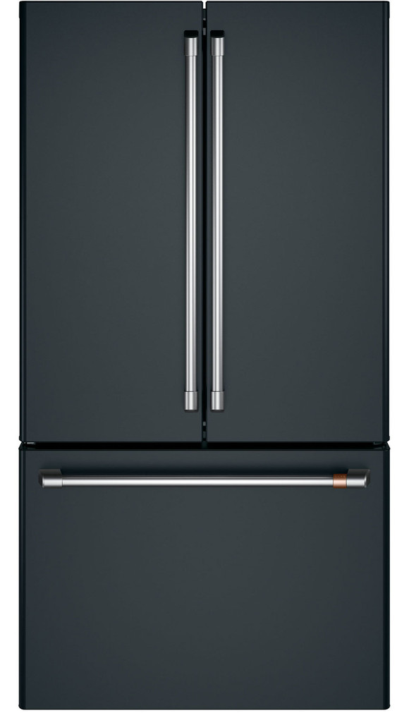 Cafe 23.1 Cu. Ft. Counter-Depth French-Door Refrigerator 36-Inch Wide in Matte Black with Brushed Stainless Hardware