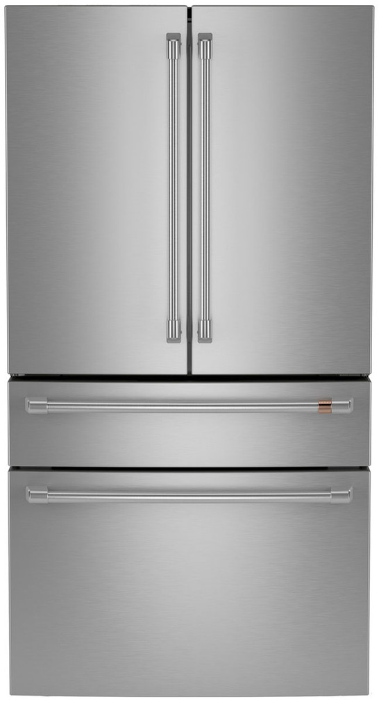 Cafe 28.7 Cu. Ft. Smart 4-Door French Door Refrigerator with Dual-Dispense AutoFill Pitcher 36-Inch Wide in Stainless Steel with Brushed Stainless