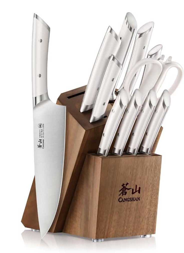 Cangshan 12-Piece Knife Block Set Helena Series With White Handle