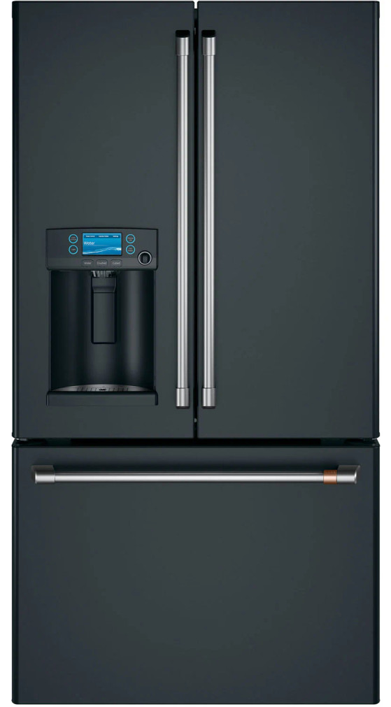 Cafe 22.1 Cu. Ft. Counter-Depth French-Door Refrigerator 36-Inch Wide ADA in Matte Black with Brushed Stainless Hardware