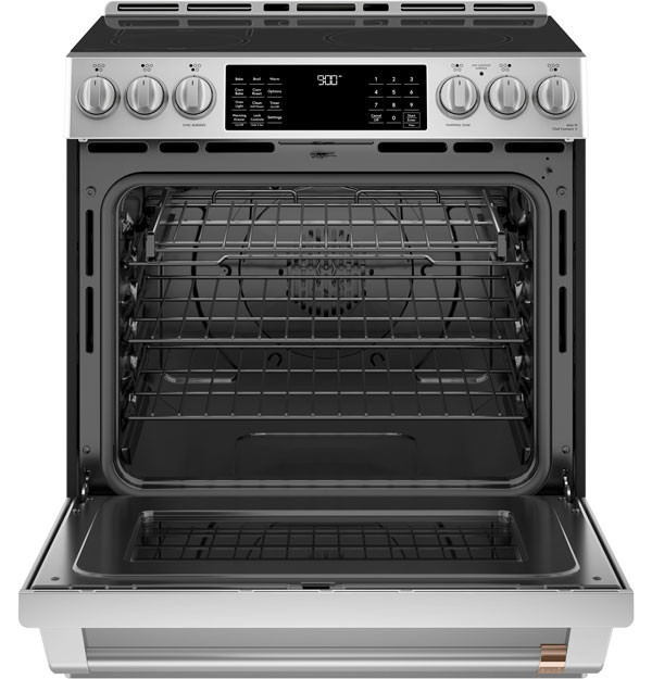 Cafe ADA 30 In. Stainless Steel Smart Front-Control Induction  Convection Slide-In Range With Warming Drawer