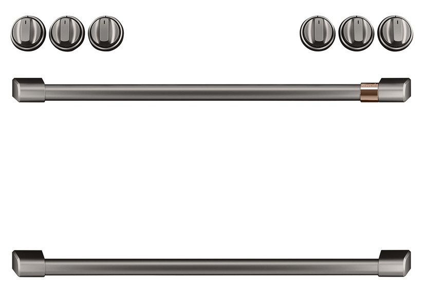 Cafe Brushed Black Front Control Gas Knobs And Handles