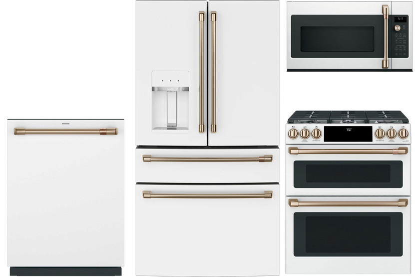 Cafe Matte White French Door Refrigerator  Gas Range Package
