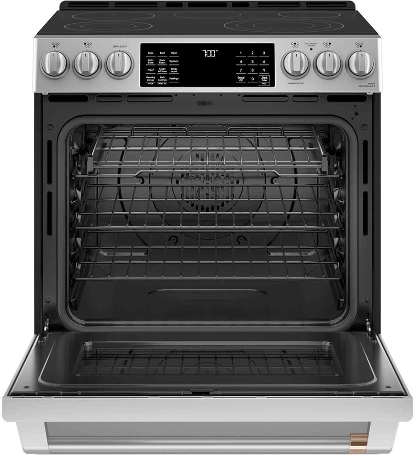 Cafe ADA 30 In. Stainless Steel Smart Front-Control Radiant  Convection Slide-In Electric Range