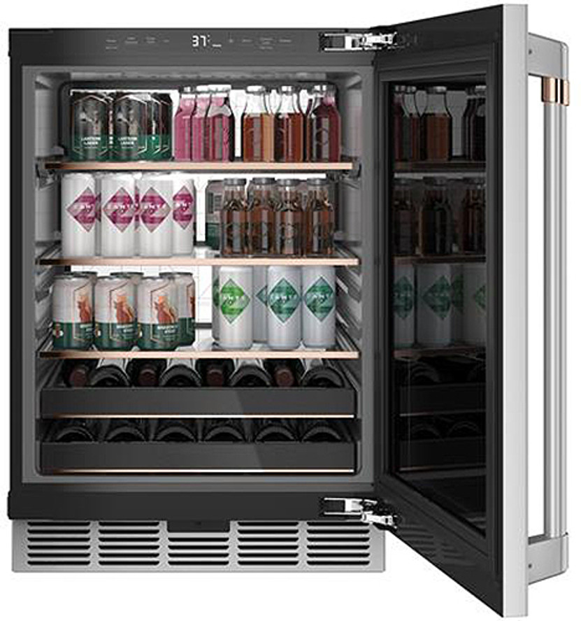 Cafe 5.1 Cu. Ft. Beverage Center 24-Inch Wide in Stainless Frame with Brushed Stainless Hardware