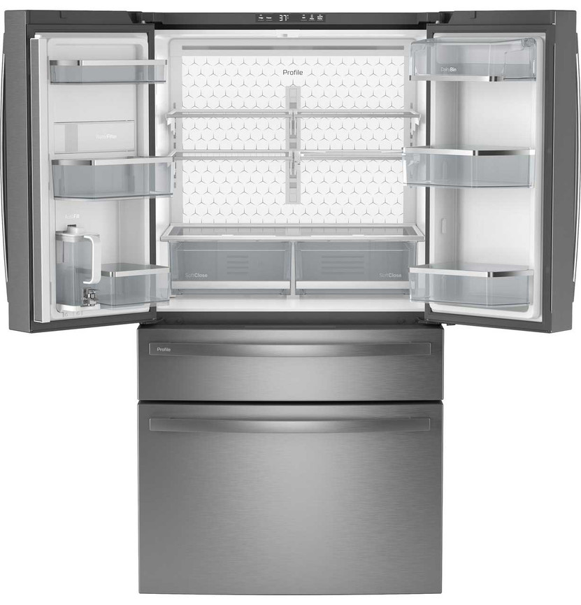 GE Profile 23.2 Cu. Ft. 4-Door French-Door Refrigerator 36-Inch Wide in Fingerprint Resistant Stainless Steel