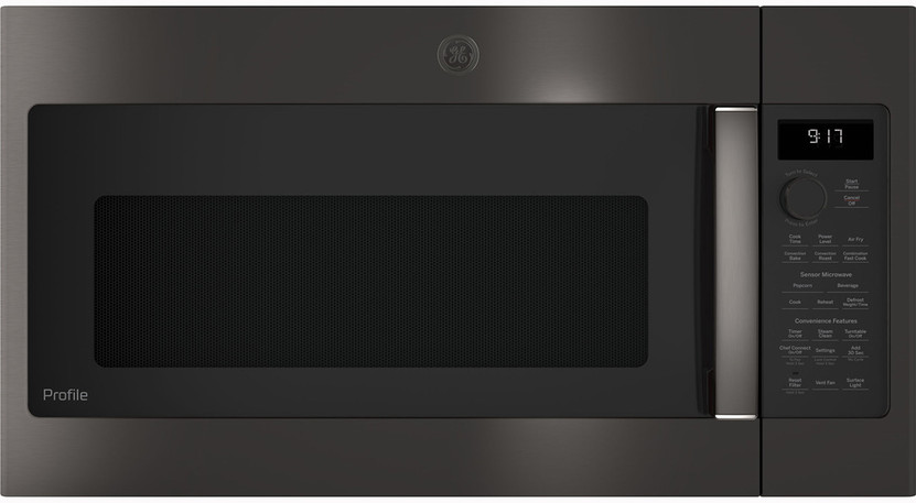 GE Profile 1.7 Cu. Ft. Black Stainless Steel Over-The-Range Convection Microwave Oven With Air Fry