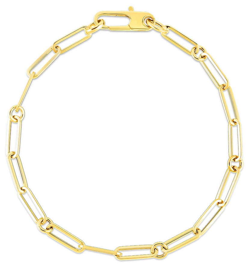 Roberto Coin Bracelet Designer Gold Paperclip and Round Links in 18K Yellow Gold