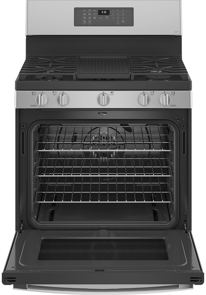 GE Profile 30 In. Fingerprint Resistant Stainless Steel Freestanding Self Clean Gas Range With No Preheat Air Fry