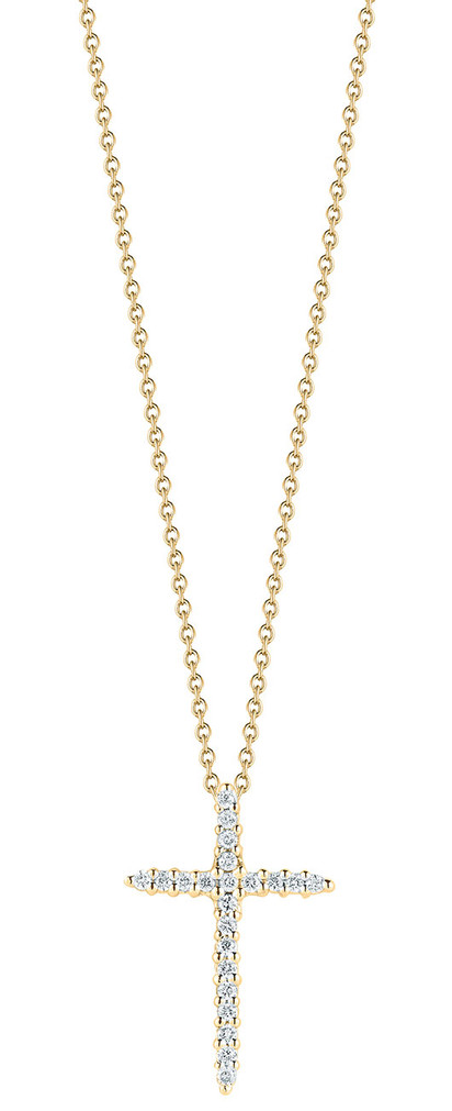 Roberto Coin 18K Yellow Gold Tiny Treasures Diamond Cross Necklace