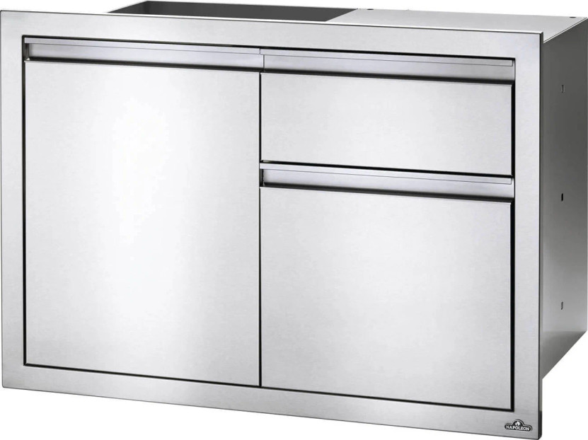 Napoleon 36 x 24 Inch Single Door  Double Drawer in Stainless Steel