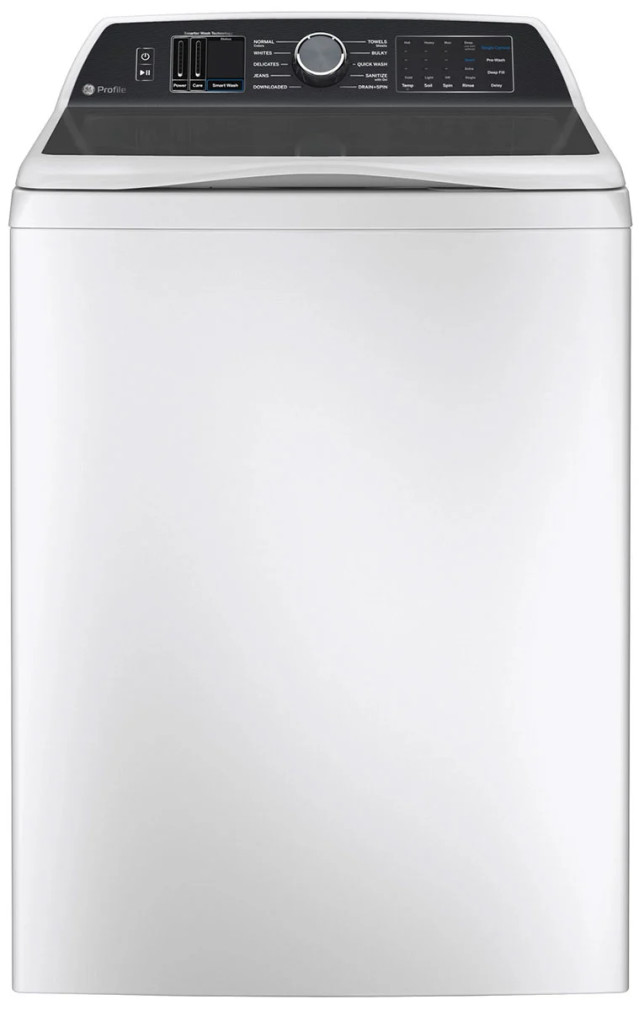 GE Profile 5.3 Cu. Ft. White Washer With Smarter Wash Technology And FlexDispense