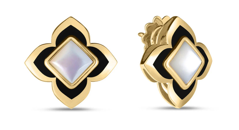 Roberto Coin Palazzo Ducale Diamond Mother-of-Pearl Earrings in 18K Yellow Gold