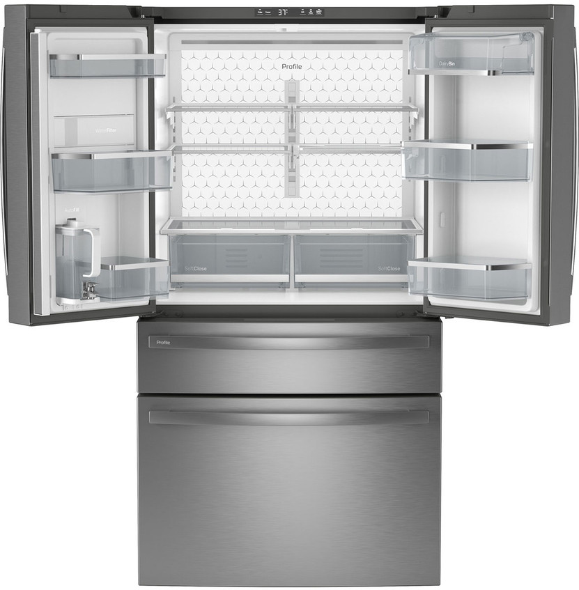 GE Profile 28.7 Cu. Ft. Smart 4-Door French-Door Refrigerator with Dual-Dispense AutoFill Pitcher 36-Inch Wide in Fingerprint Resistant Stainless Steel