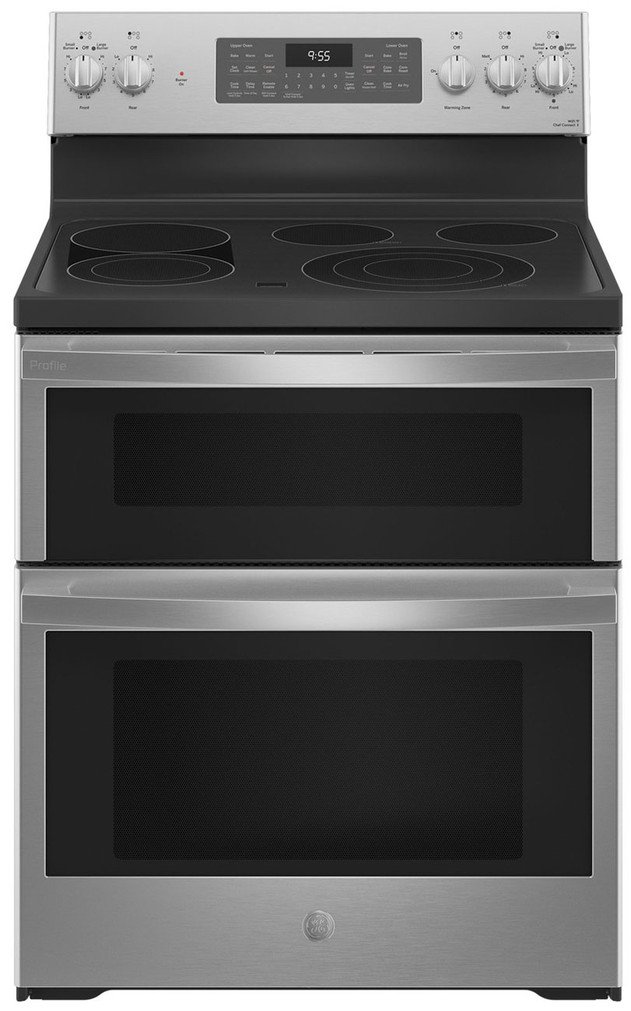 GE Profile 30 In. Fingerprint Resistant Stainless Steel Smart Electric Double Oven Convection Range With No Preheat Air Fry