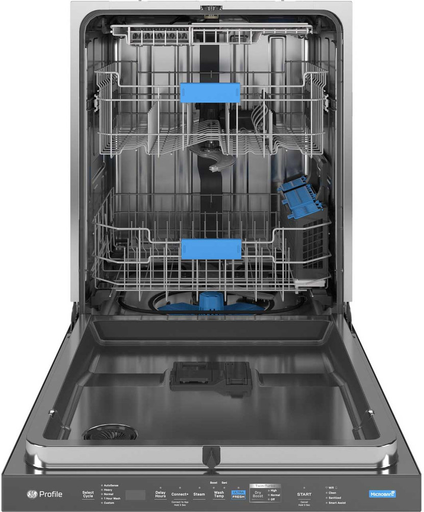 GE Profile Smart UltraFresh Dishwasher 24-Inch in Black Stainless Steel