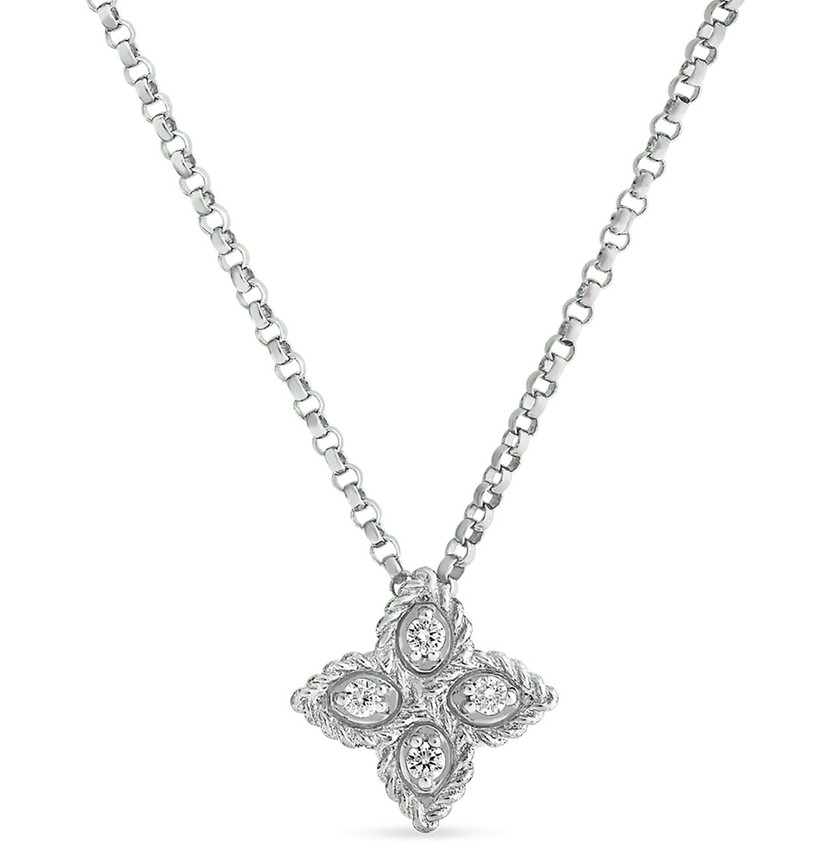 Roberto Coin 18K White Gold Princess Small Pendant With Diamonds